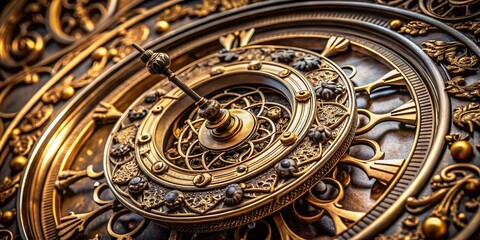 Obraz premium Close-up Architectural Detail: Clock Face Number Plate, Vintage Timepiece, Retro Design