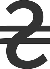Ukrainian hryvnia currency symbol in black