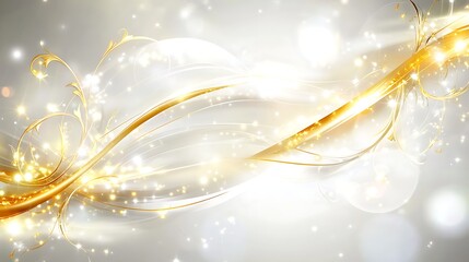 Golden Swirls and Sparkling Lights Abstract Design