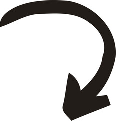 Hand-drawn curved arrow pointing downward