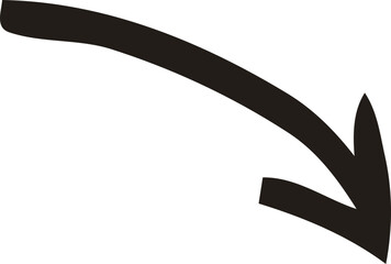 Hand-drawn downward curved arrow illustration