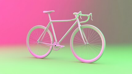 Fototapeta premium A high-performance track bicycle displayed on a bold neon green background, emphasizing its speed-focused design