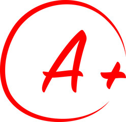 Red A+ grade icon with a circle