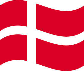 Fototapeta premium Waving Danish Flag with White Cross