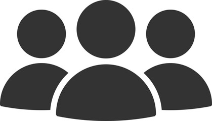 Three People Icon in Black Silhouette