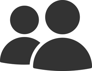 Two People Icon in Black Silhouette