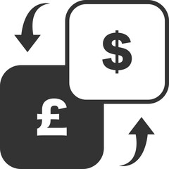 Currency Exchange Icon: Pound to Dollar with Squares