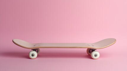A minimalist skateboard wheel resting on a pastel pink background for a youthful and trendy vibe