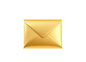 Elegant Golden Envelope Isolated on White Background - Luxurious Stationery Concept