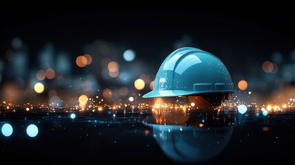 A hard hat rests on a table, symbolizing safety and awareness in construction and industrial environments.