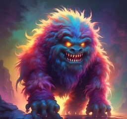 Illustration of fluffy and cute small monster.