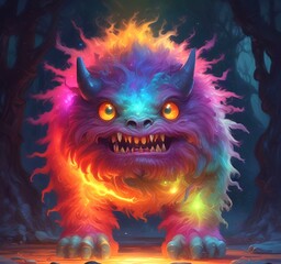 Illustration of fluffy and cute small monster.
