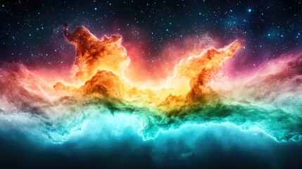 Fototapeta premium Cosmic Nebula, vibrant colors, interstellar space, background stars, for science fiction