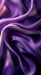 Obraz premium An artistic close-up of flowing purple silk fabric with delicate highlights and smooth textures. The luxurious material creates a rich and sophisticated visual effect. 