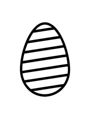 Coloring page of a simple striped Easter egg in black and white outline