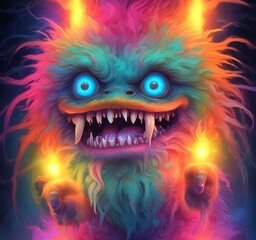 Obraz premium Illustration of fluffy and cute small monster.