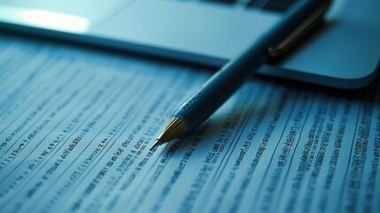 Close-up of Pen and Documents: Business, Finance, and Workplace Focus