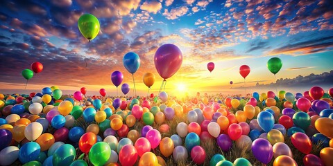 Colorful Balloon Celebration: Festive Birthday, Wedding, New Year Party Background