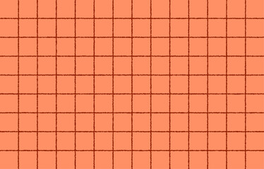 手書き感のあるシンプルなチェック柄（オレンジ）、グラフチェック、ラインチェック、方眼、広告素材