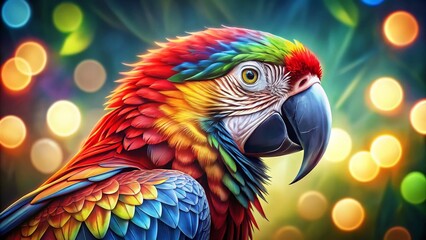 Obraz premium Colorful Parrot Painting with Pencils - Vibrant Bird Art Stock Photo
