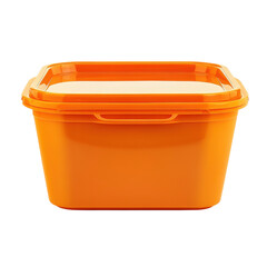 Orange Plastic Food Container on transparent background.