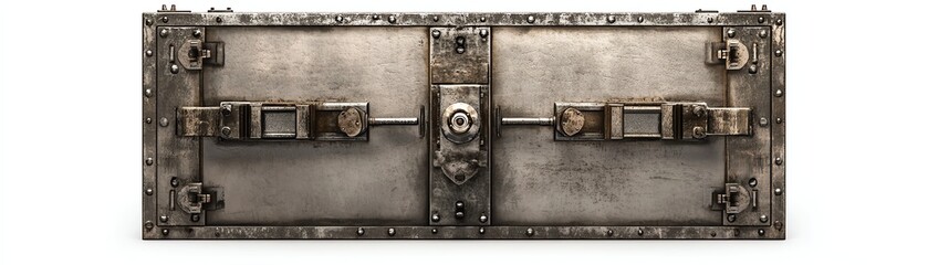 Metallic vintage lock design on a sturdy door.