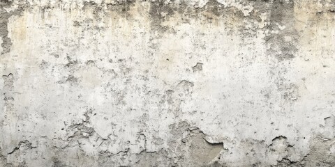Vintage rough stone wall texture in faded gray and white tones featuring cracks and peeling layers creating a distressed retro background.