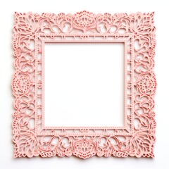 Elegant Pink ornate square Frame Featuring Intricate Floral Filigree Design