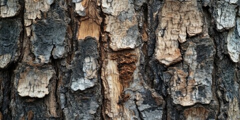Obraz premium Natural textured tree trunk background featuring gnarled bark in shades of brown gray and black with detailed crevices and irregular patterns
