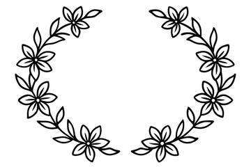 Floral wreaths line art vector set