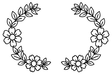Floral wreaths line art vector set