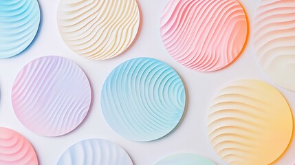 Pastel Circular Forms With Wave Patterns Abstract Art