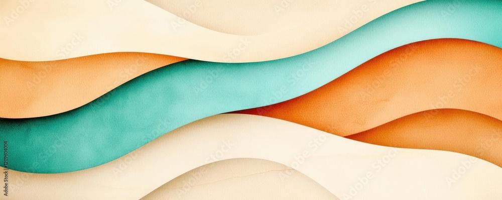 Poster retro watercolor idea. abstract waves in earthy colors create a modern and artistic design for creat