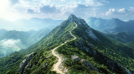 Fototapeta premium Majestic Mountain Path: A Serene Escape