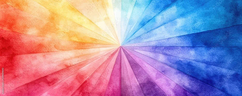 Poster starburst watercolor concept. vibrant and colorful abstract background with dynamic rays radiating a