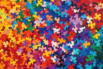 Colorful Irregular Puzzle Pieces Abstract Art