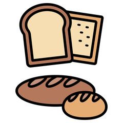 베이커리 식빵과 호밀 빵 아이콘	
