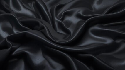 Obraz premium Draped black satin fabric texture
