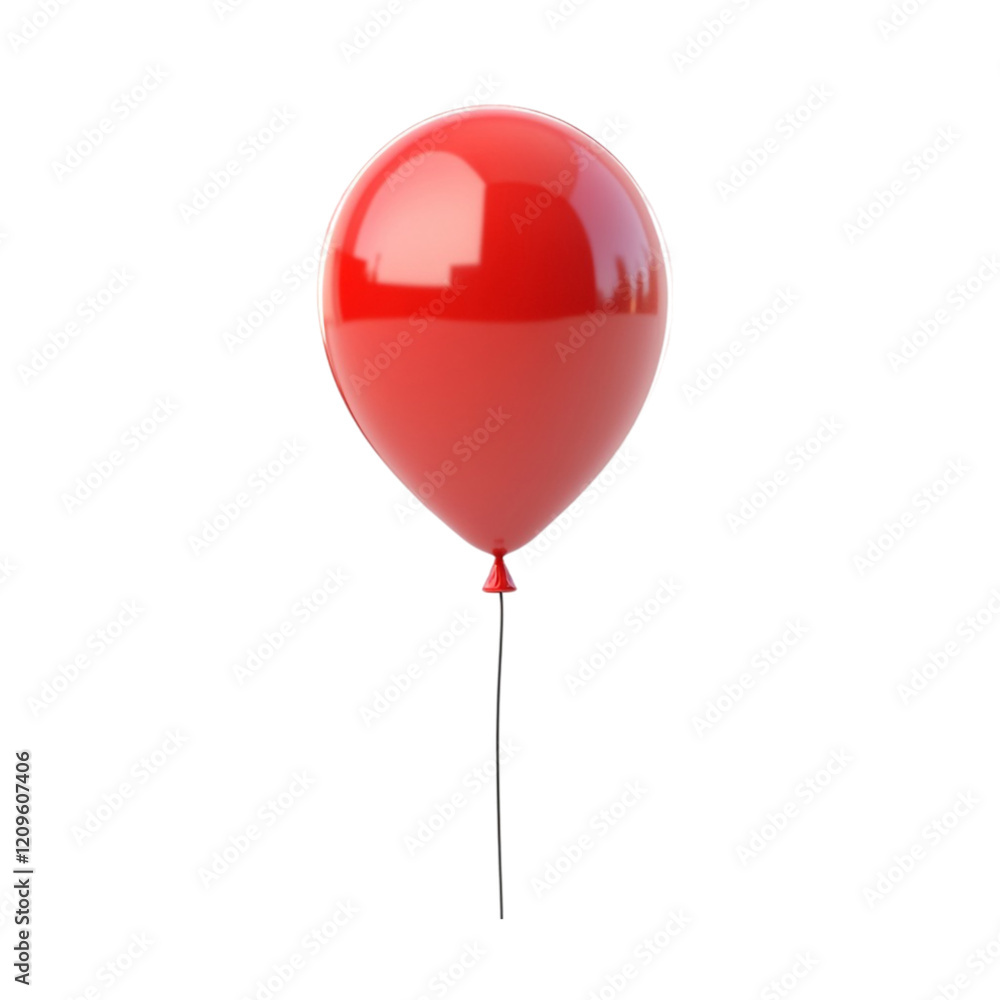 Poster red balloon floating white background simple design