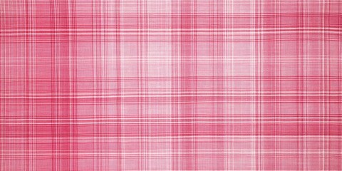 Pink cotton plaid texture with varying shades of pink and white in a horizontal layout, providing ample space for design elements.