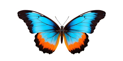Beautiful butterfly isolated on a white background, with blue and orange colors,