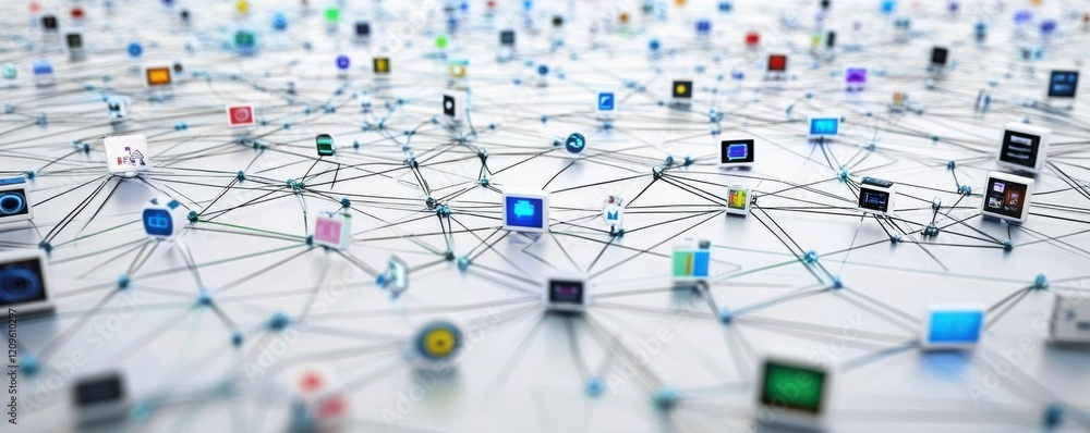 Poster a network of interconnected devices forming the internet of things.