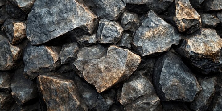 Textured dark gray stone wall with irregular rock formations, rough surfaces, and scattered light highlights for a natural, rugged background.