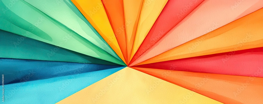 Poster starburst watercolor concept. vibrant colors of folded paper create a striking visual effect for cre