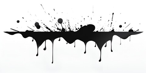Black ink splash on a white background, vector illustration in a cartoon style. T