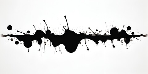 Black ink splash on a white background, vector illustration in a cartoon style. 