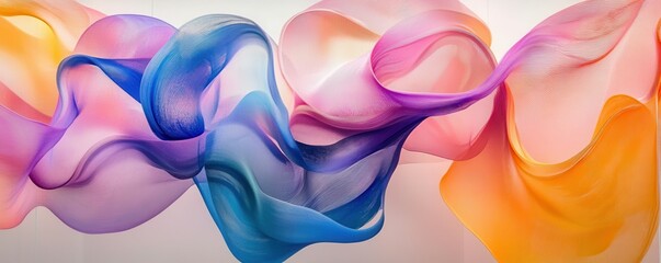 Abstract art installation with vibrant colors and flowing shapes.