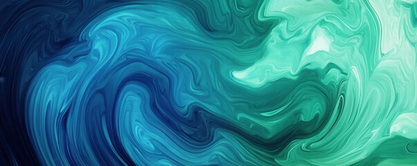 Obraz premium Abstract art piece with swirling blue and green colors, oceanic vibes.