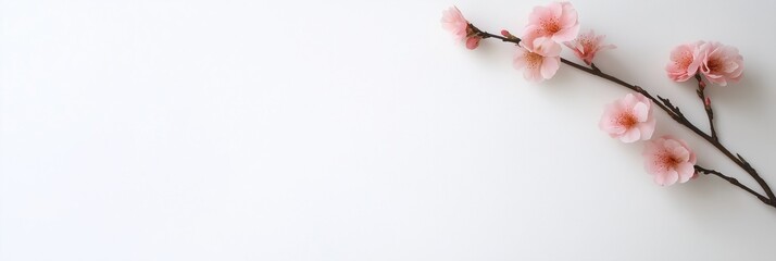 A white background with a pink flower branch. The flower branch is the main focus of the image
