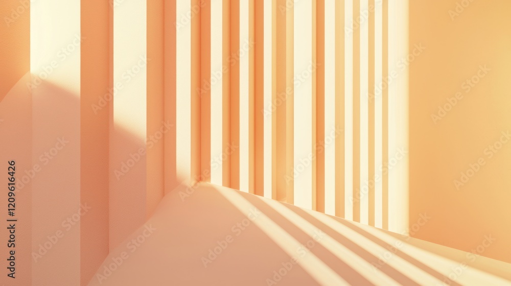 Poster abstract peach minimalist architecture: light and shadow play